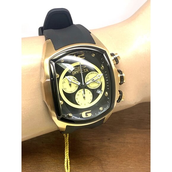 Invicta Men's Watch 10067 Lupah Quartz Chronograph Gold Black Rubber Strap 48mm - Picture 12 of 15